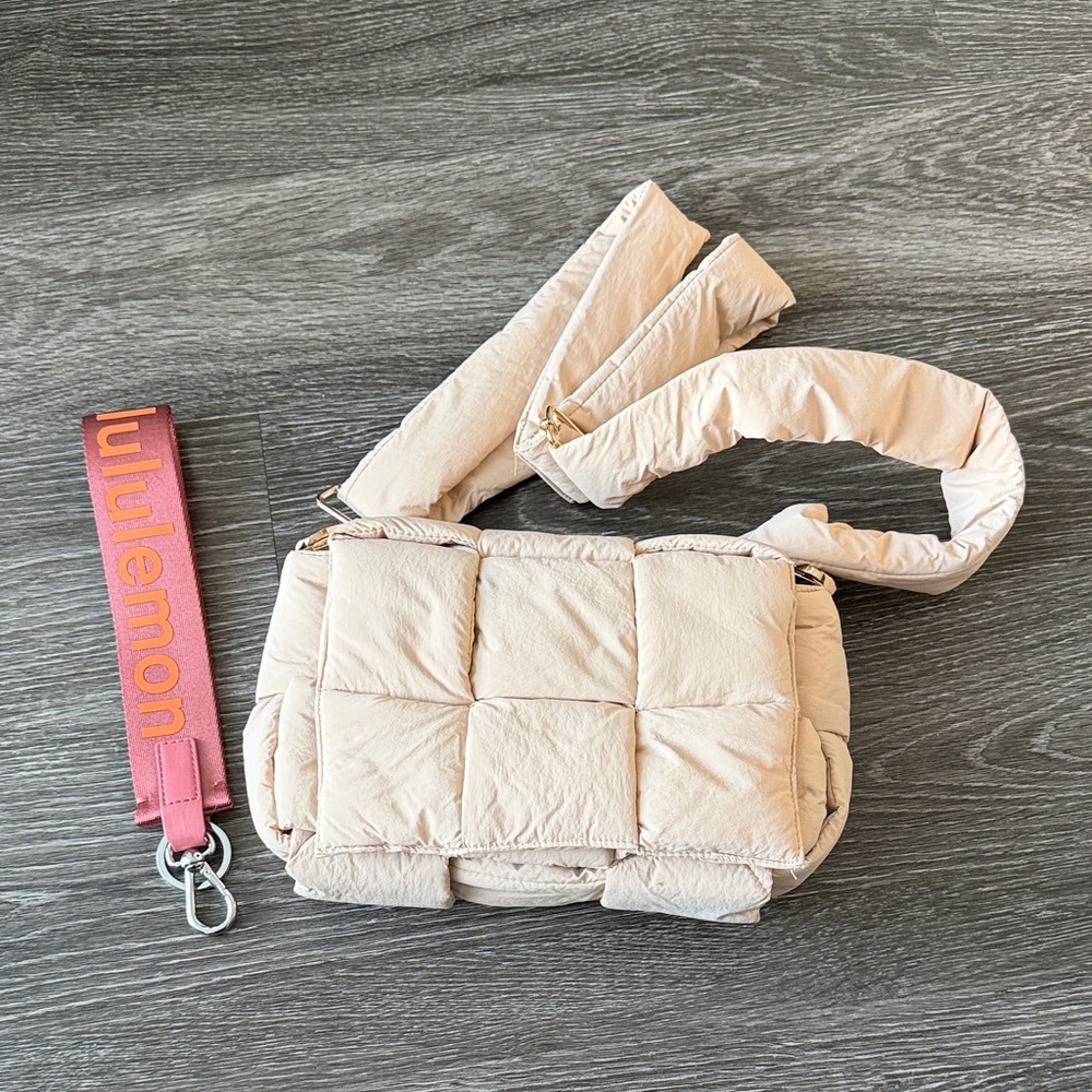 Beige Quilted Crossbody Bag